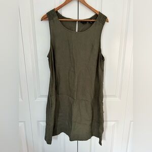Tahari women’s large green linen dress sleeveless